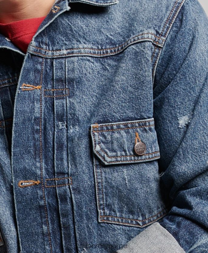 Superdry mørke blå klær 86P46D4617 vintage arbeider trucker jakke menn