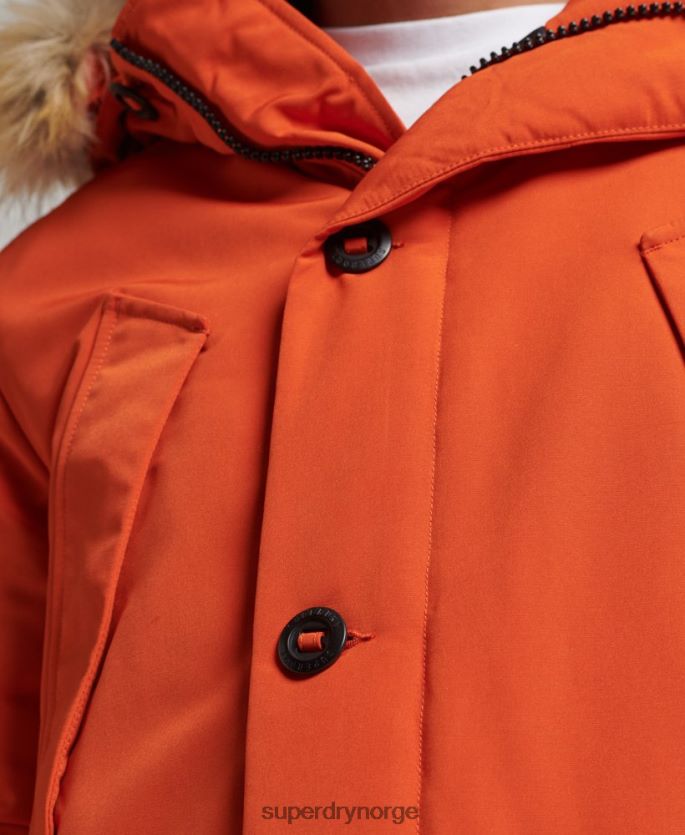 Superdry oransje klær 86P46D1004 parka med hette fra everest fuskepels menn