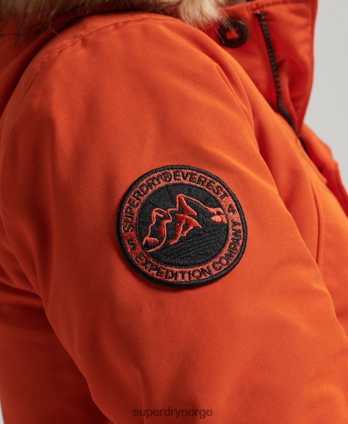 Superdry oransje klær 86P46D1004 parka med hette fra everest fuskepels menn