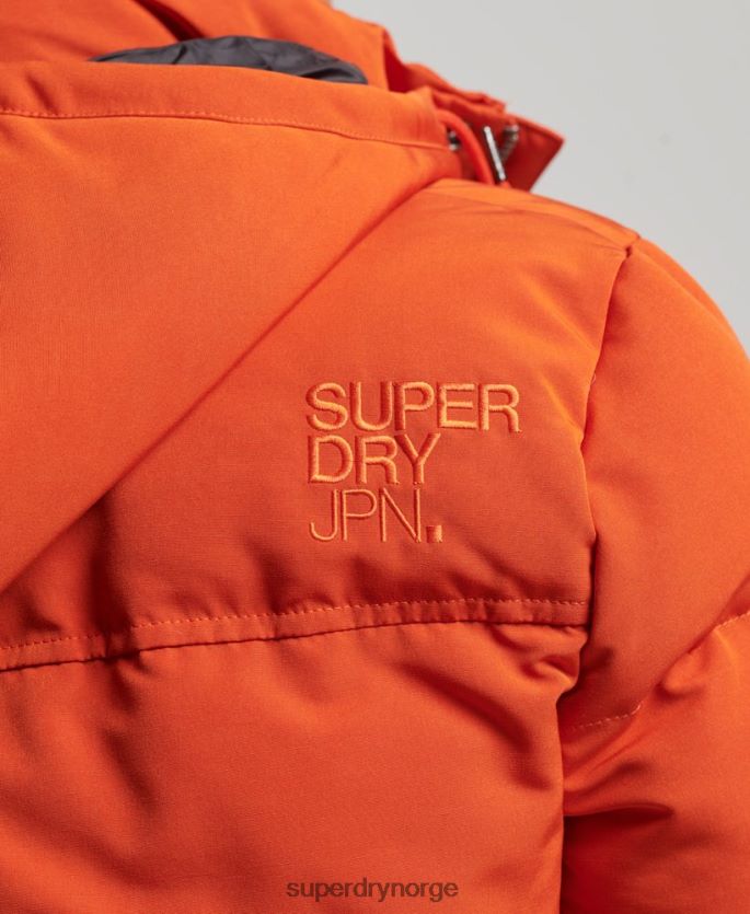 Superdry oransje klær 86P46D1122 everest pufferjakke med hette menn