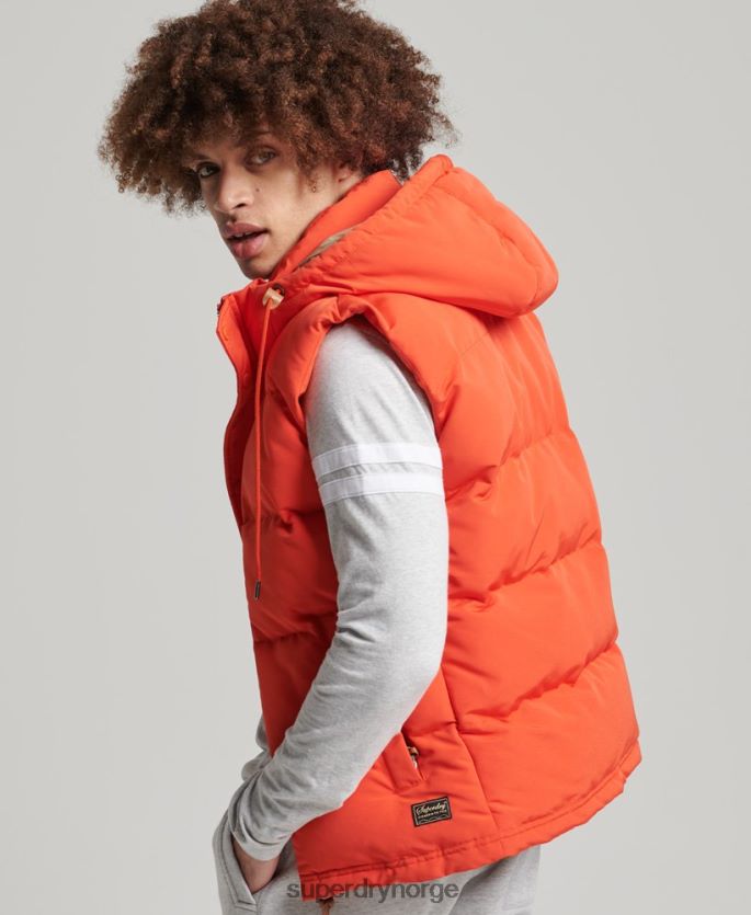 Superdry oransje klær 86P46D4460 everest hette puffer gilet menn