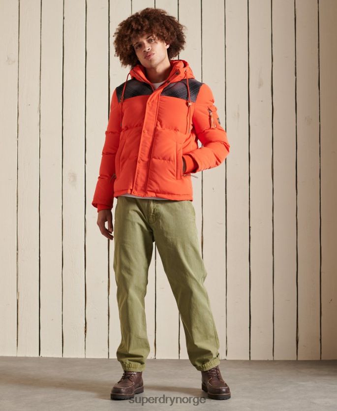 Superdry oransje klær 86P46D4487 vattert everest jakke menn
