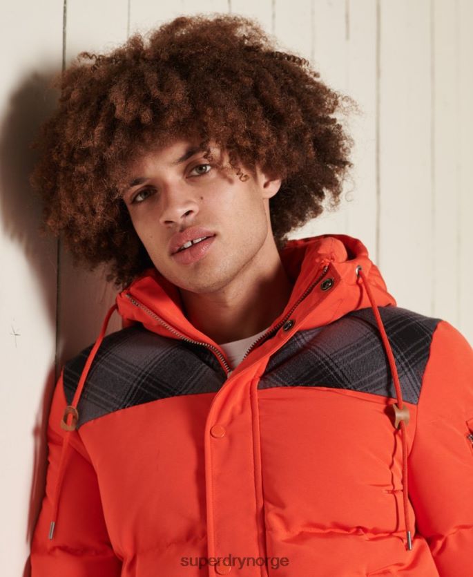 Superdry oransje klær 86P46D4487 vattert everest jakke menn