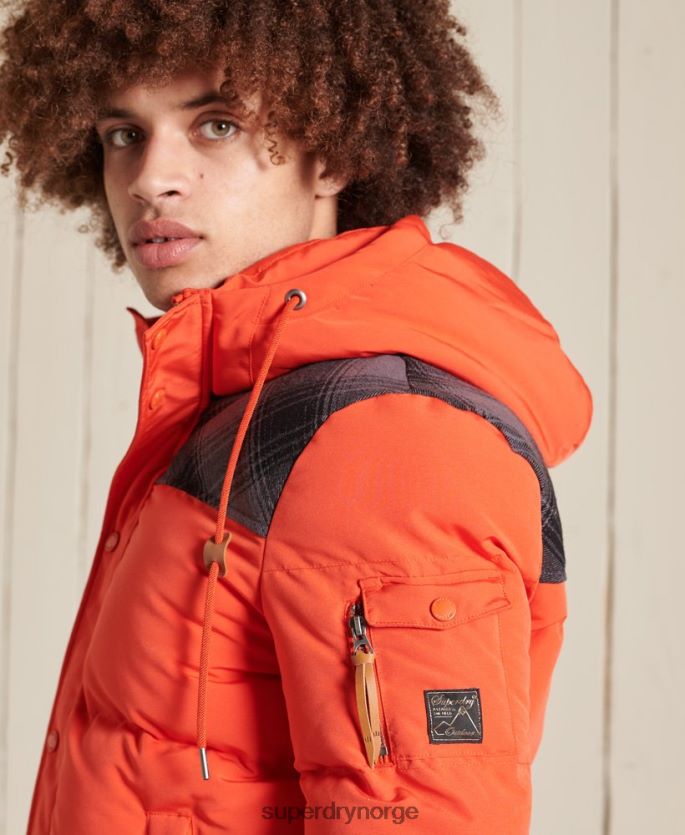 Superdry oransje klær 86P46D4487 vattert everest jakke menn