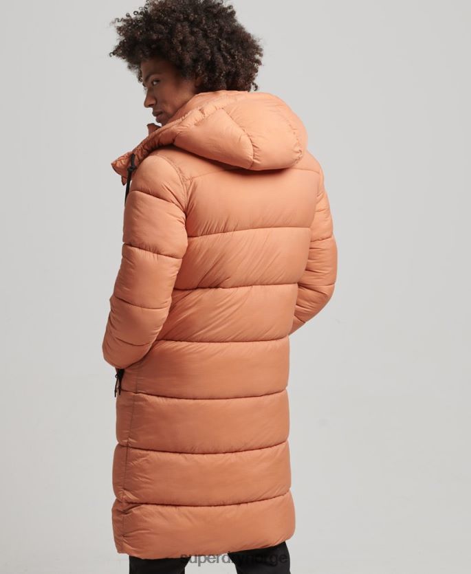Superdry oransje klær 86P46D4546 ripstop longline pufferjakke menn
