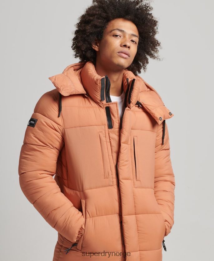 Superdry oransje klær 86P46D4546 ripstop longline pufferjakke menn
