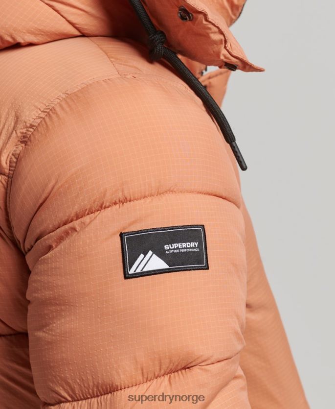 Superdry oransje klær 86P46D4546 ripstop longline pufferjakke menn