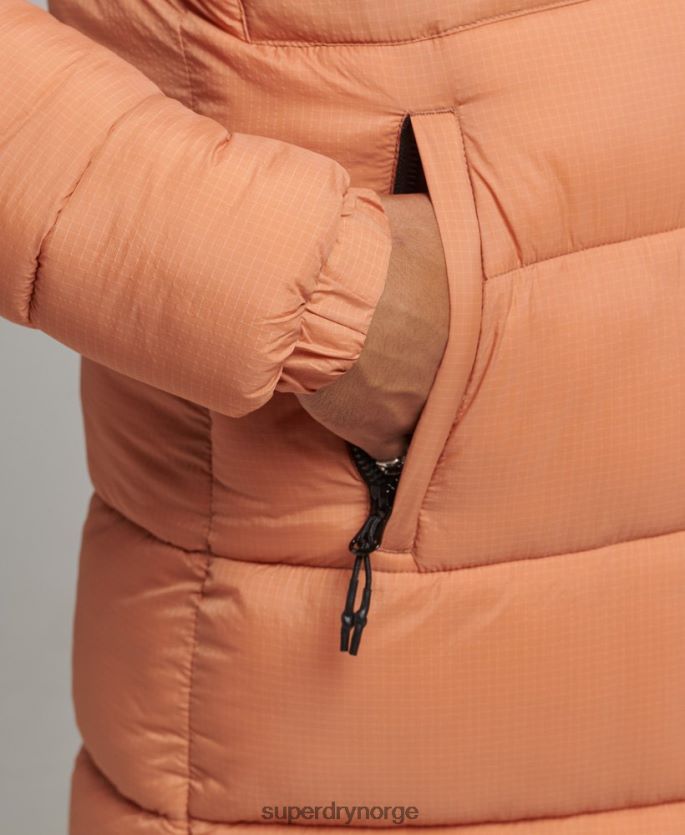 Superdry oransje klær 86P46D4546 ripstop longline pufferjakke menn