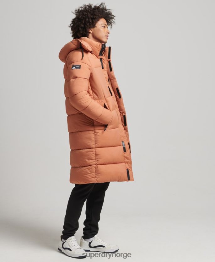 Superdry oransje klær 86P46D4546 ripstop longline pufferjakke menn