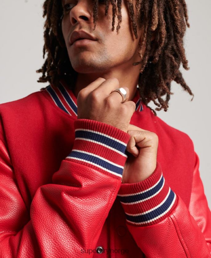 Superdry rød klær 86P46D1013 vintage college varsity bomberjakke menn