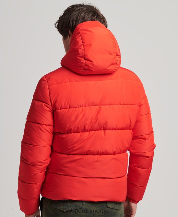 Superdry rød klær 86P46D1031 sport puffer hettejakke menn