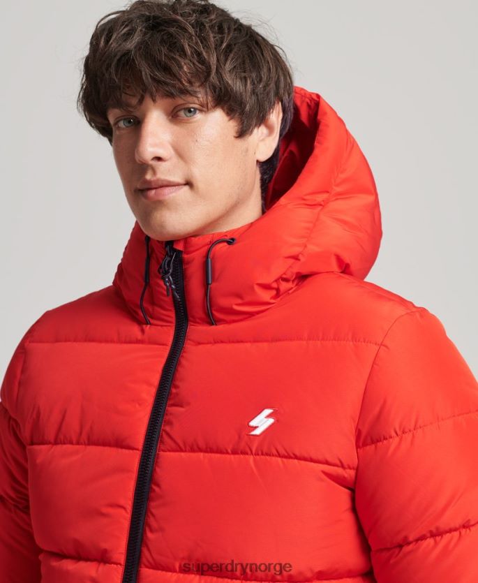 Superdry rød klær 86P46D1031 sport puffer hettejakke menn