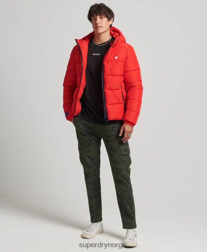 Superdry rød klær 86P46D1031 sport puffer hettejakke menn