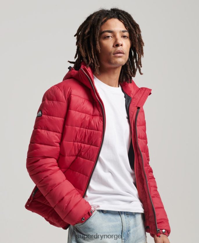 Superdry rød klær 86P46D1041 klassisk pufferjakke med hette menn