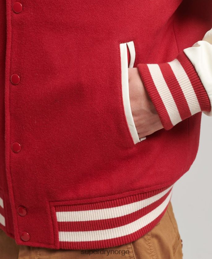 Superdry rød klær 86P46D1105 college varsity bomberjakke menn