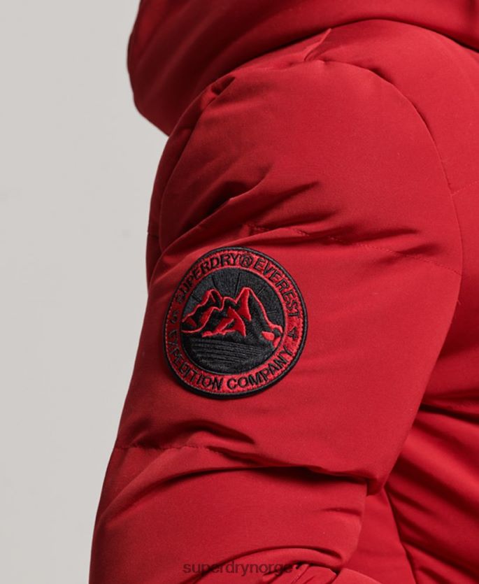 Superdry rød klær 86P46D1135 everest pufferjakke med hette menn