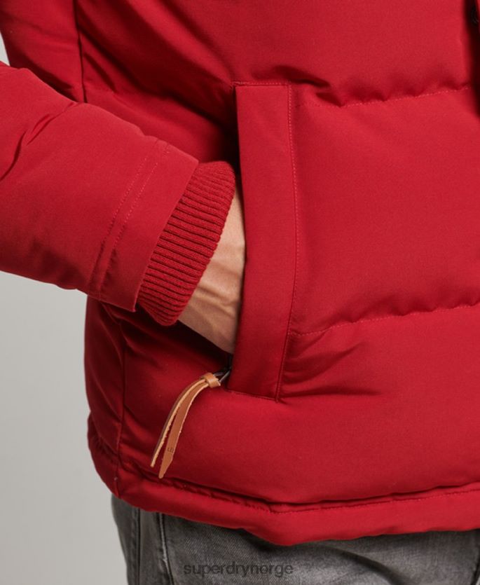 Superdry rød klær 86P46D1135 everest pufferjakke med hette menn