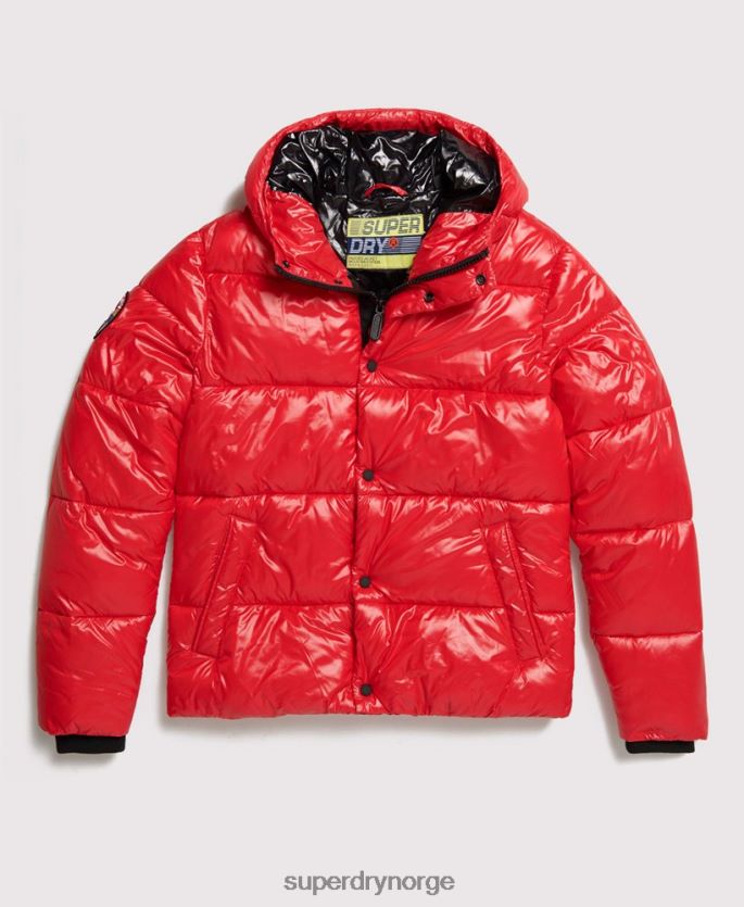 Superdry rød klær 86P46D1163 bomberjakke med høy glans menn