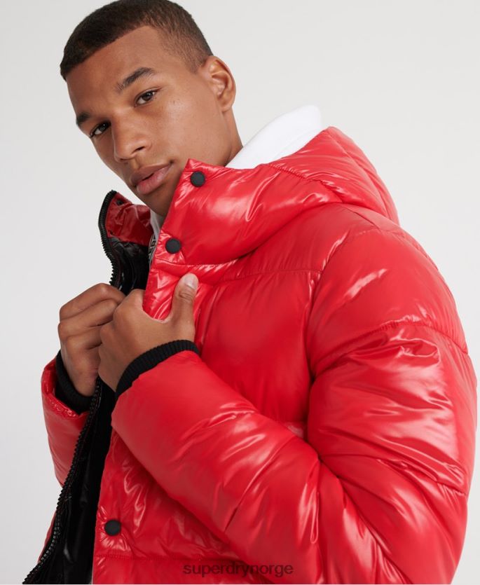Superdry rød klær 86P46D1163 bomberjakke med høy glans menn