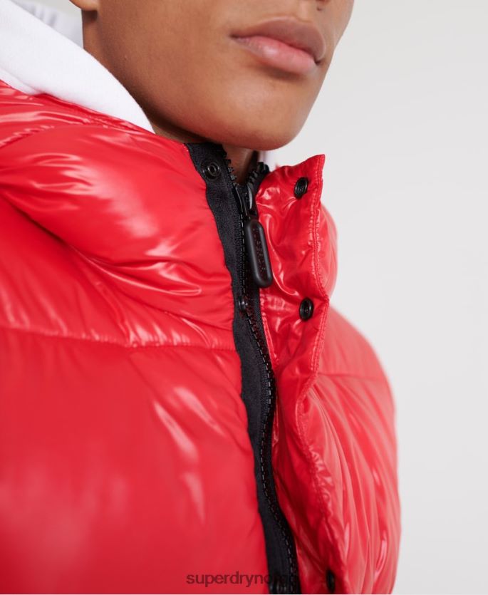 Superdry rød klær 86P46D1163 bomberjakke med høy glans menn