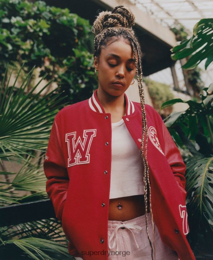 Superdry rød klær 86P46D4582 vintage varsity patch jakke menn