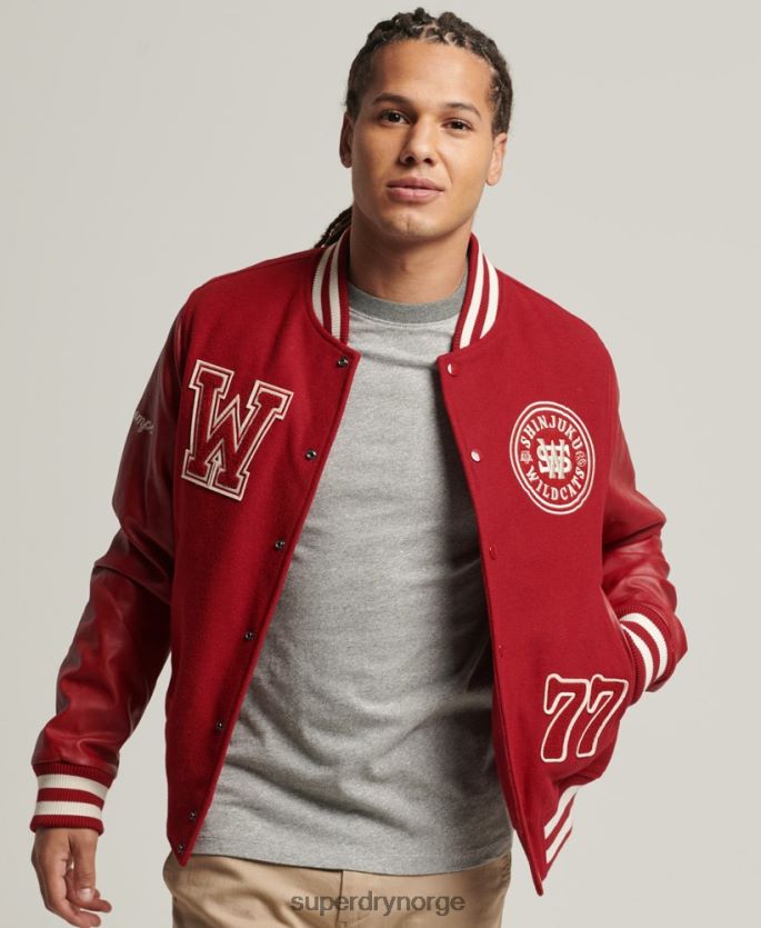 Superdry rød klær 86P46D4582 vintage varsity patch jakke menn