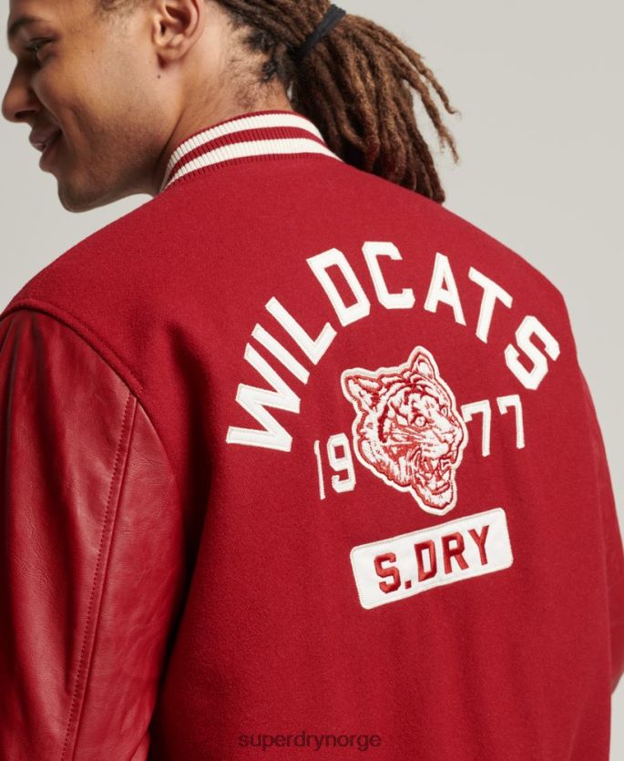 Superdry rød klær 86P46D4582 vintage varsity patch jakke menn