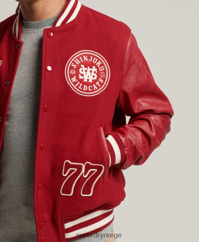 Superdry rød klær 86P46D4582 vintage varsity patch jakke menn