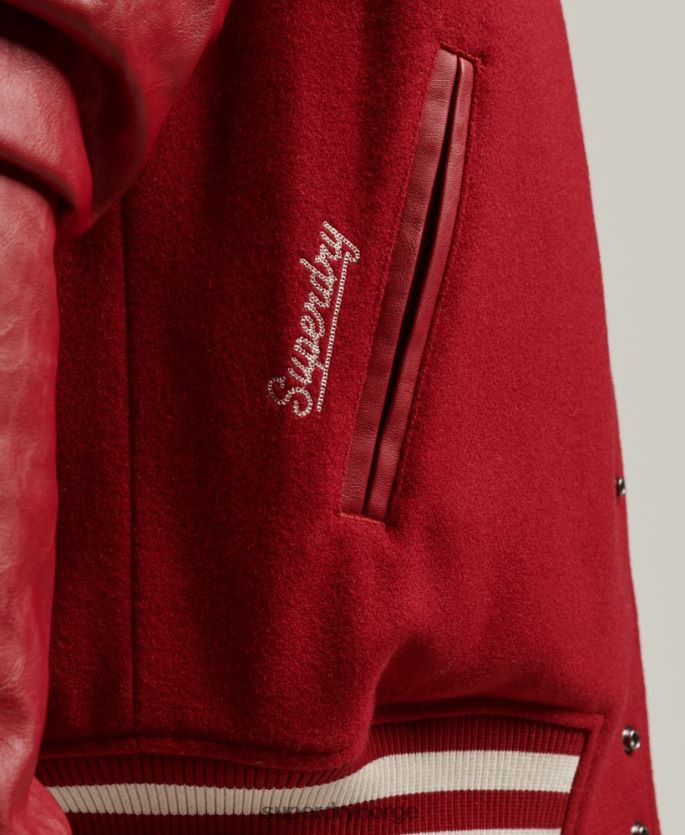 Superdry rød klær 86P46D4582 vintage varsity patch jakke menn