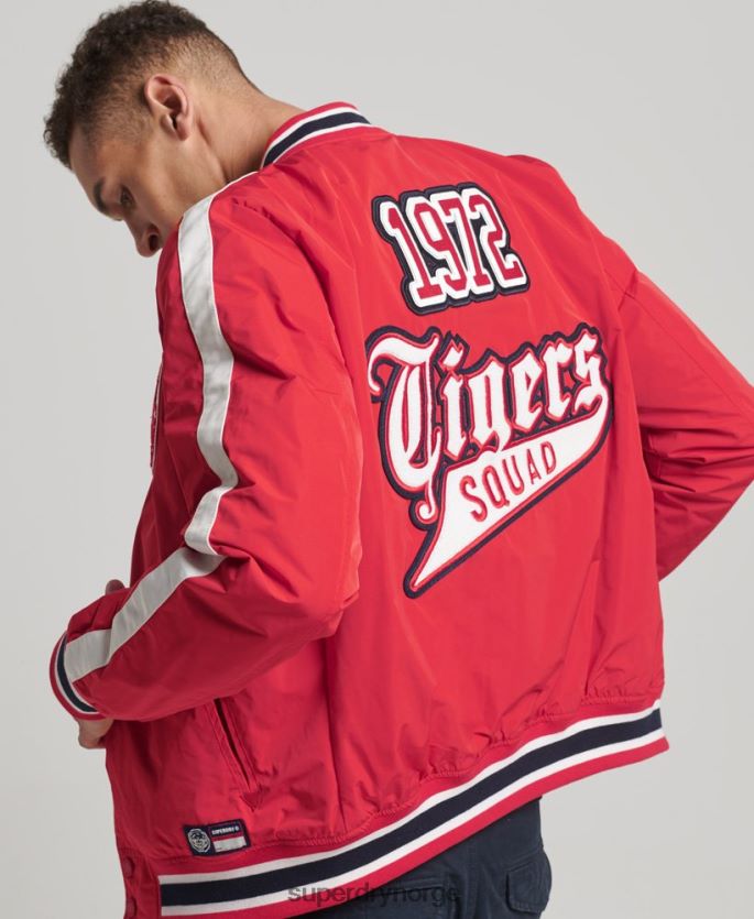 Superdry rød klær 86P46D4612 luksuriøs kollegial bomberjakke menn