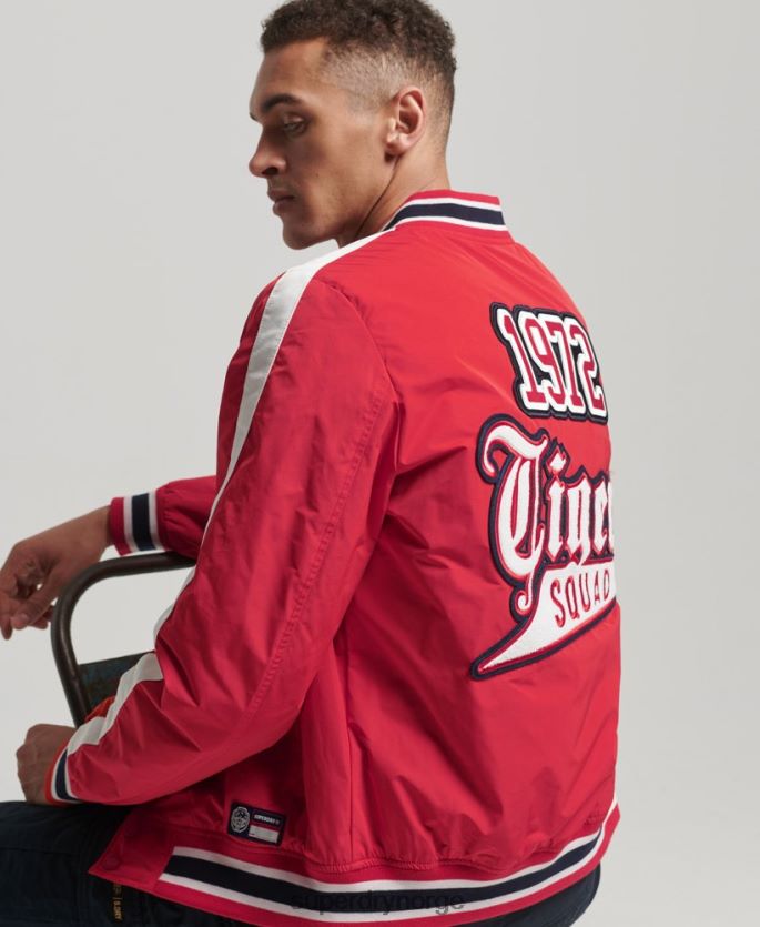 Superdry rød klær 86P46D4612 luksuriøs kollegial bomberjakke menn