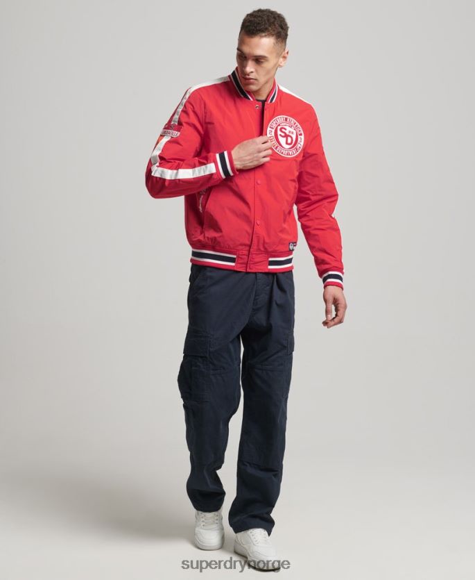 Superdry rød klær 86P46D4612 luksuriøs kollegial bomberjakke menn