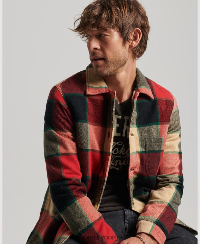 Superdry rød klær 86P46D4716 brukssjekk over skjorte menn