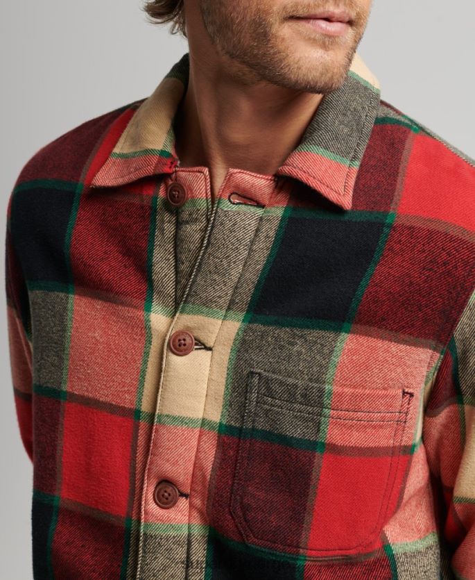 Superdry rød klær 86P46D4716 brukssjekk over skjorte menn