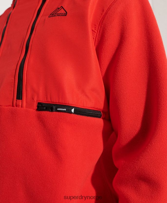 Superdry rød klær 86P46D5199 mountain sport fleecejakke med halv glidelås menn