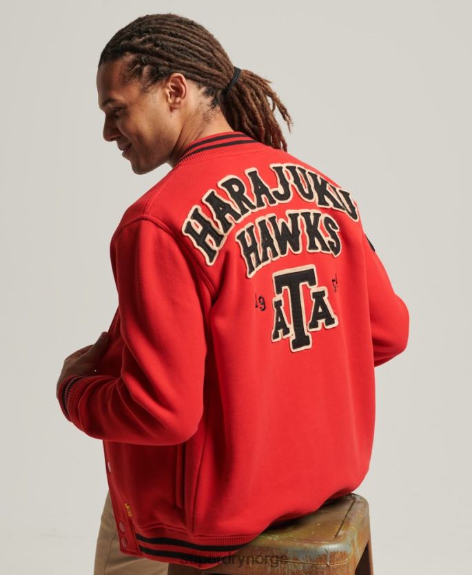 Superdry rød klær 86P46D5217 collegiate bomberjakke i jersey menn