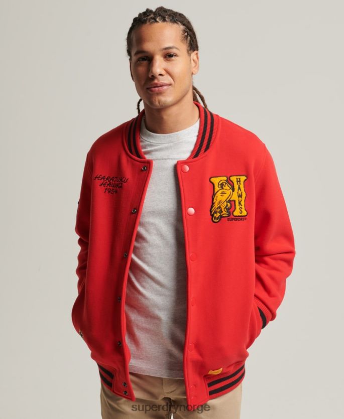 Superdry rød klær 86P46D5217 collegiate bomberjakke i jersey menn