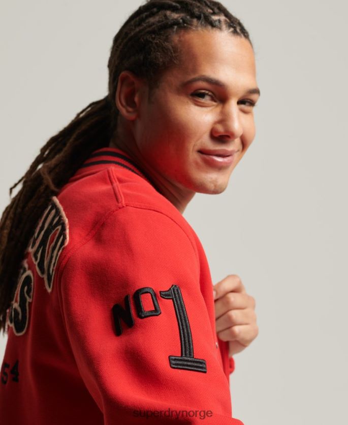 Superdry rød klær 86P46D5217 collegiate bomberjakke i jersey menn