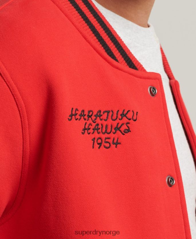 Superdry rød klær 86P46D5217 collegiate bomberjakke i jersey menn
