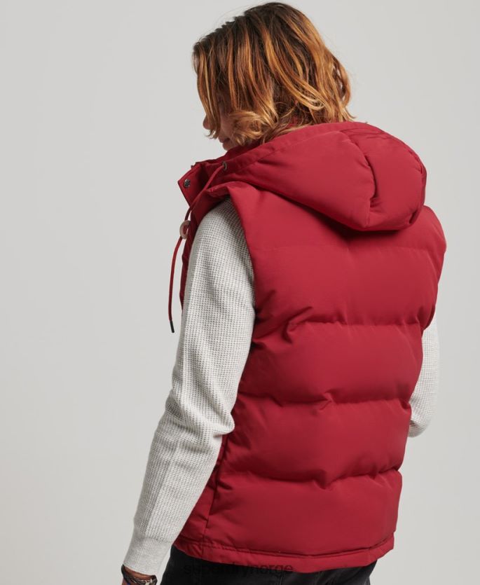 Superdry rød klær 86P46D984 everest hette puffer gilet menn