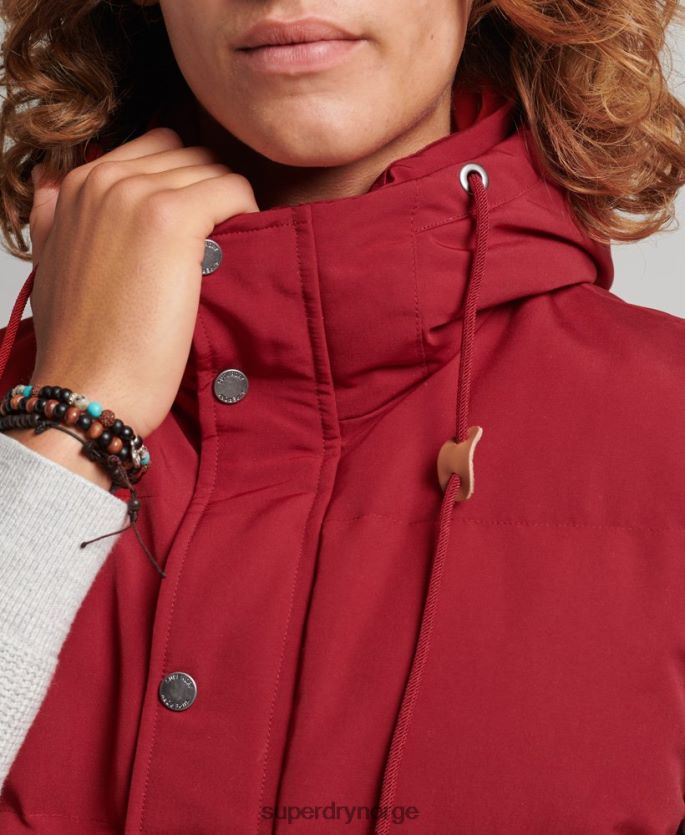 Superdry rød klær 86P46D984 everest hette puffer gilet menn