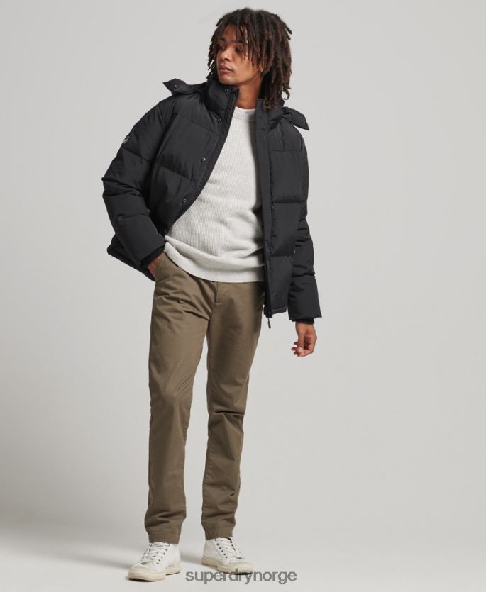 Superdry svart klær 86P46D1000 hette quilt puffer jakke menn