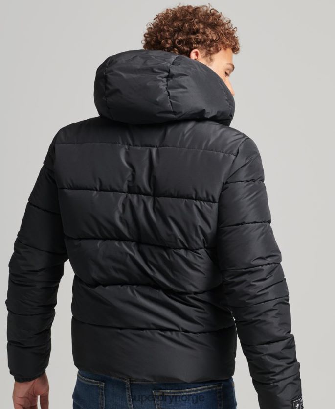 Superdry svart klær 86P46D1051 sport puffer hettejakke menn