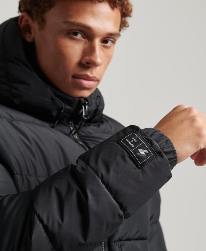 Superdry svart klær 86P46D1051 sport puffer hettejakke menn