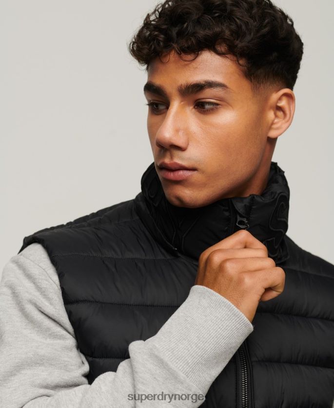 Superdry svart klær 86P46D1052 klassisk polstret vest med hette menn