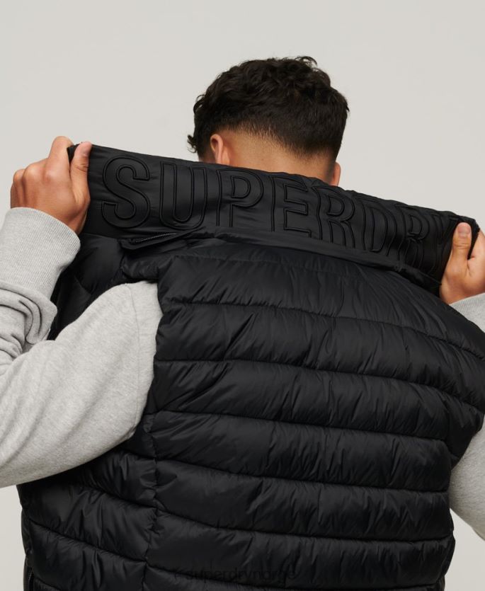 Superdry svart klær 86P46D1052 klassisk polstret vest med hette menn