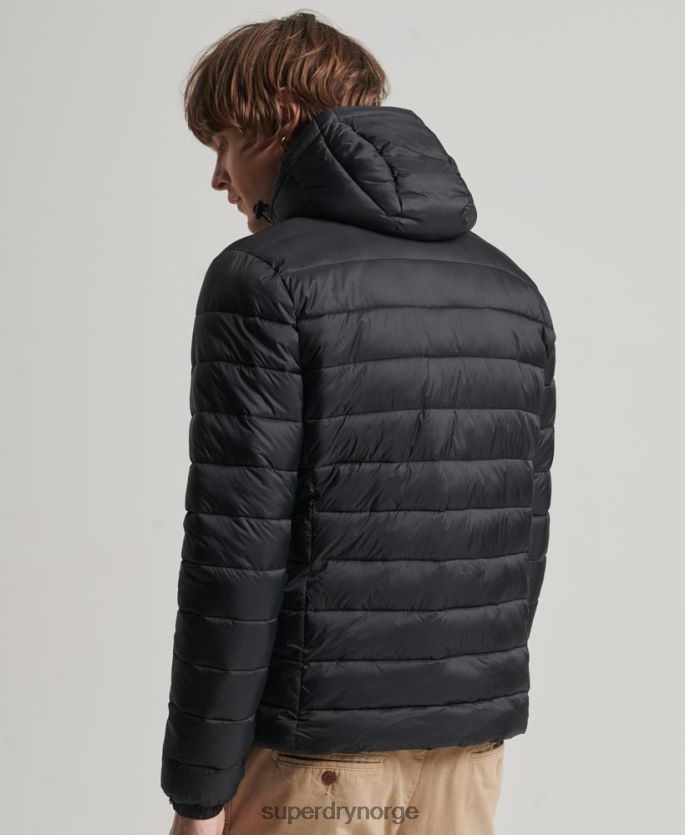 Superdry svart klær 86P46D1087 klassisk pufferjakke med hette menn