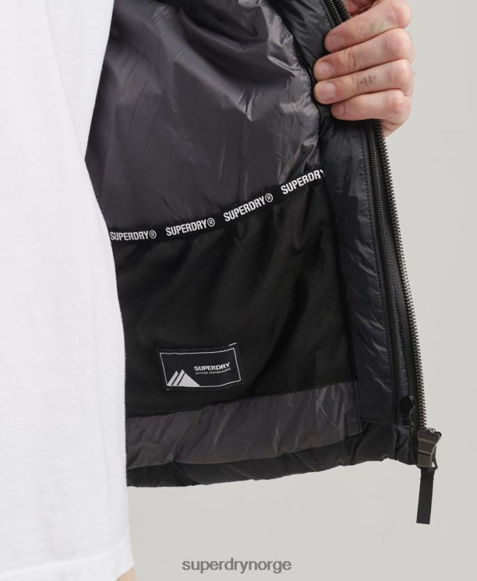 Superdry svart klær 86P46D1087 klassisk pufferjakke med hette menn