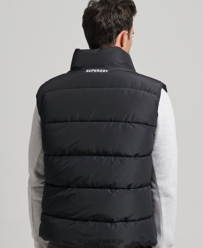 Superdry svart klær 86P46D1102 sport puffer gilet uten hette menn