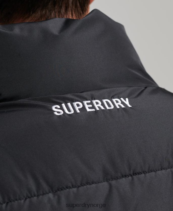 Superdry svart klær 86P46D1102 sport puffer gilet uten hette menn